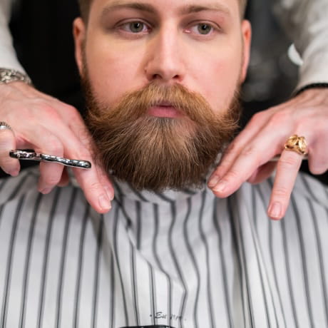 man having beard trim