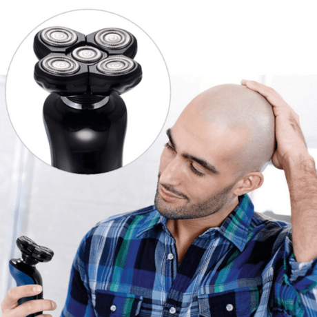 the best shavers for balding men, bald man with rotary shaver