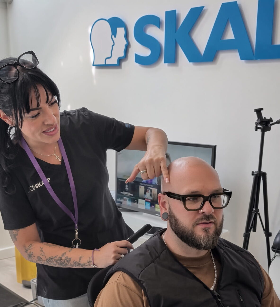 A closer look at Sam's developing hairline and the conversations that help shape the next stage.
